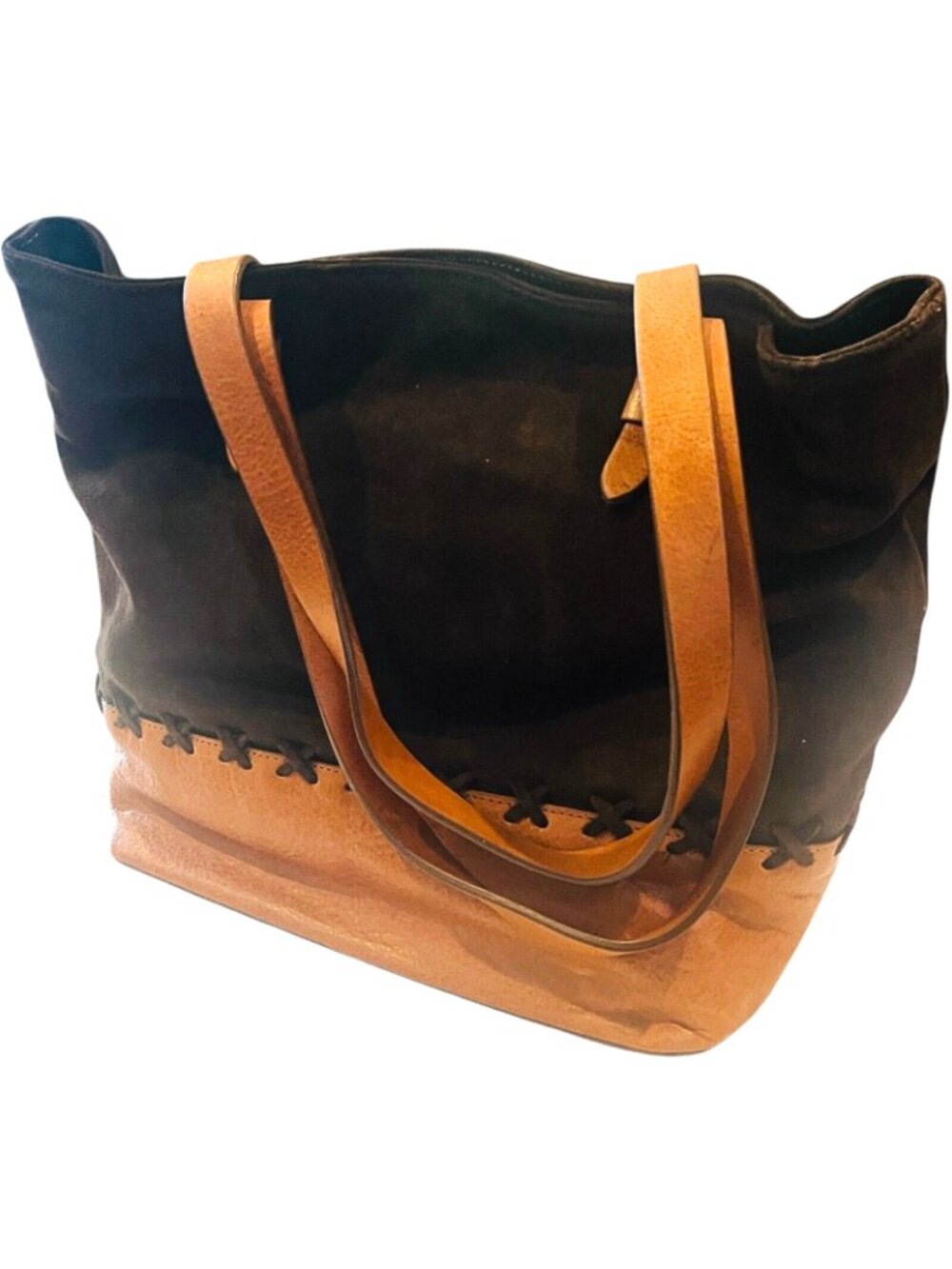 Sundance Brown Stitch Bag / Carry Purse - NEW with Tags - 13" W x 11" H x 5" W - Picture 2 of 10